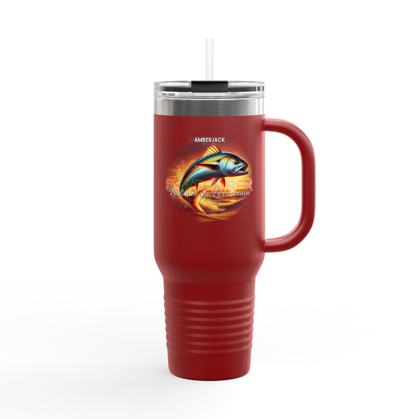 September Amberjack Birth Month 40oz Travel Mug with Handle