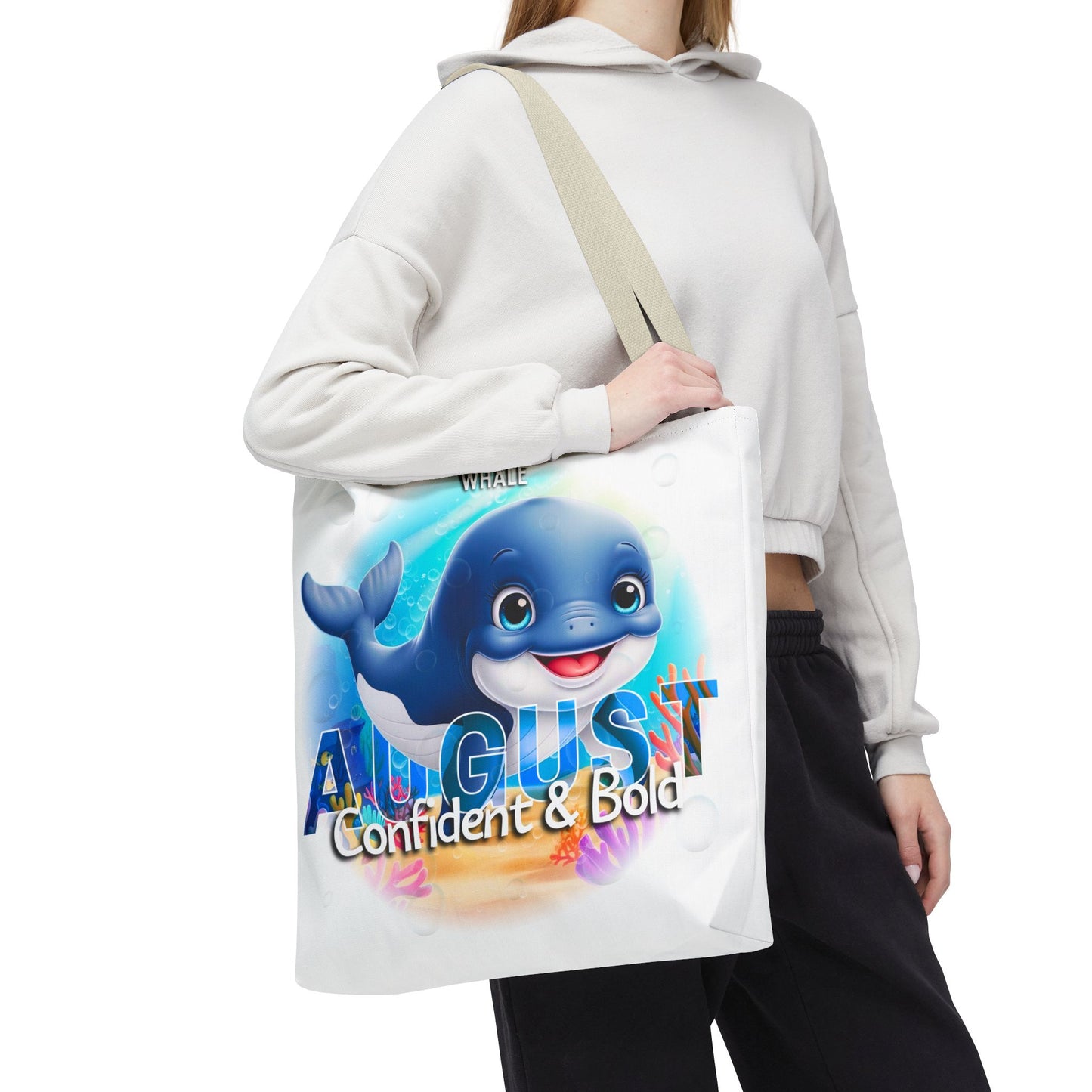 Kids Colorful August Whale Birth Month Tote Bag