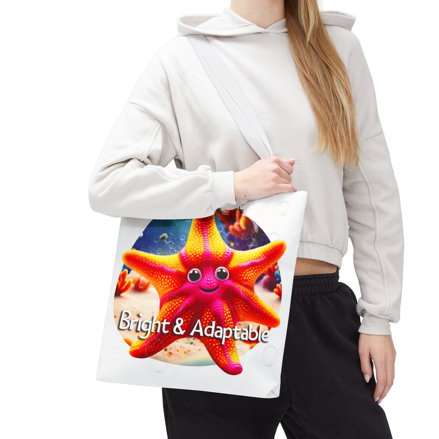 Personalized Kids Starfish Beach Tote Bag – Bright & Adaptable – Custom Sea Life Bag with Name
