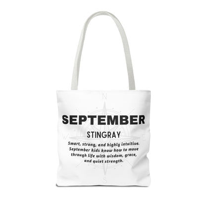 Kids Colorful September Stingray Birth Month Tote Bag