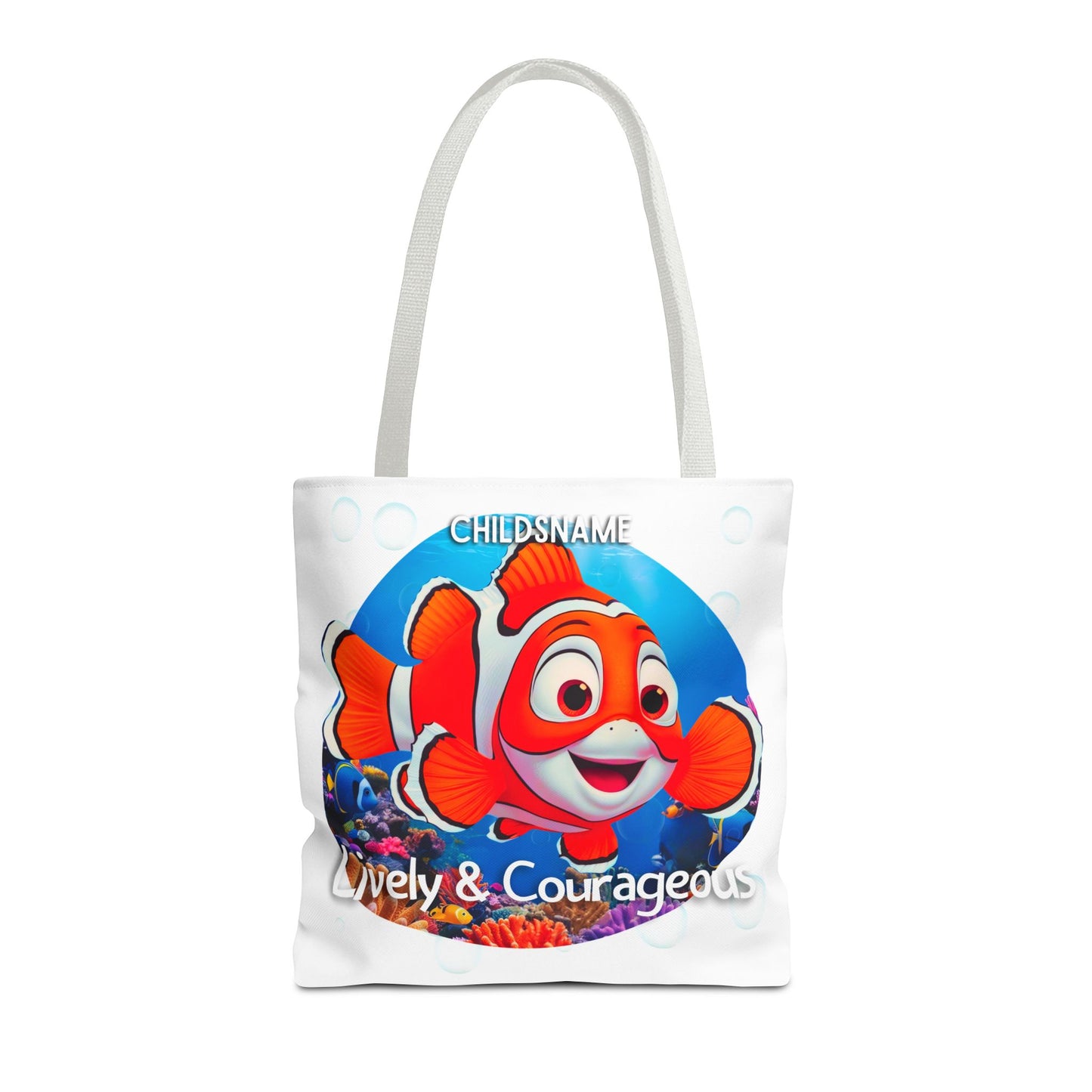 Personalized Kids Clownfish Beach Tote Bag – Lively & Courageous – Custom Sea Life Bag with Name