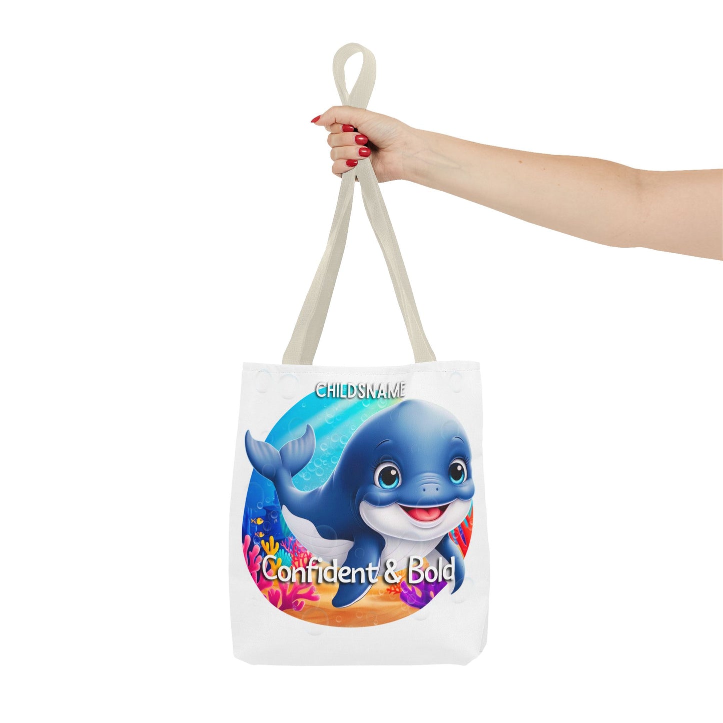 Personalized Kids Whale Beach Tote Bag – Confident & Bold – Custom Sea Life Bag with Name