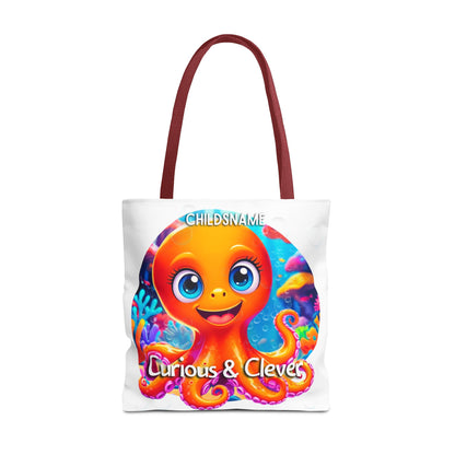 Personalized Kids Octopus Beach Tote Bag Curious & Clever