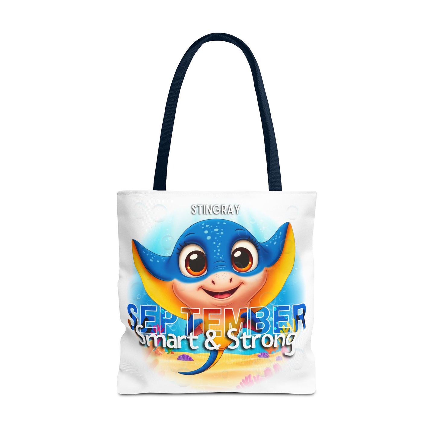 Kids Colorful September Stingray Birth Month Tote Bag
