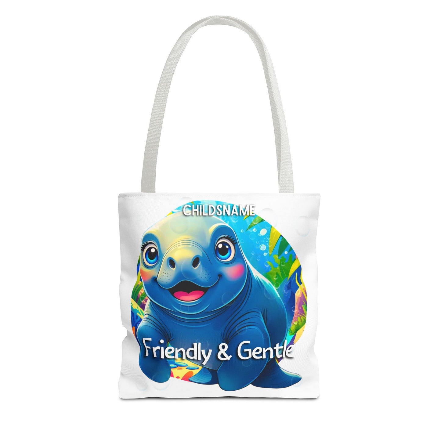 Personalized Kids Manatee Beach Tote Bag Friendly & Gentle