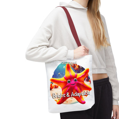 Personalized Kids Starfish Beach Tote Bag – Bright & Adaptable – Custom Sea Life Bag with Name