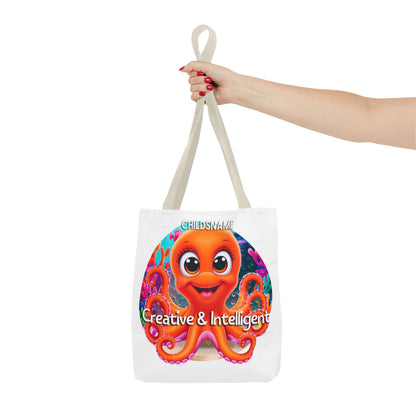 Personalized Kids Octopus Beach Tote Bag – Creative & Intelligent – Custom Sea Life Bag with Name