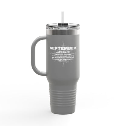 September Amberjack Birth Month 40oz Travel Mug with Handle