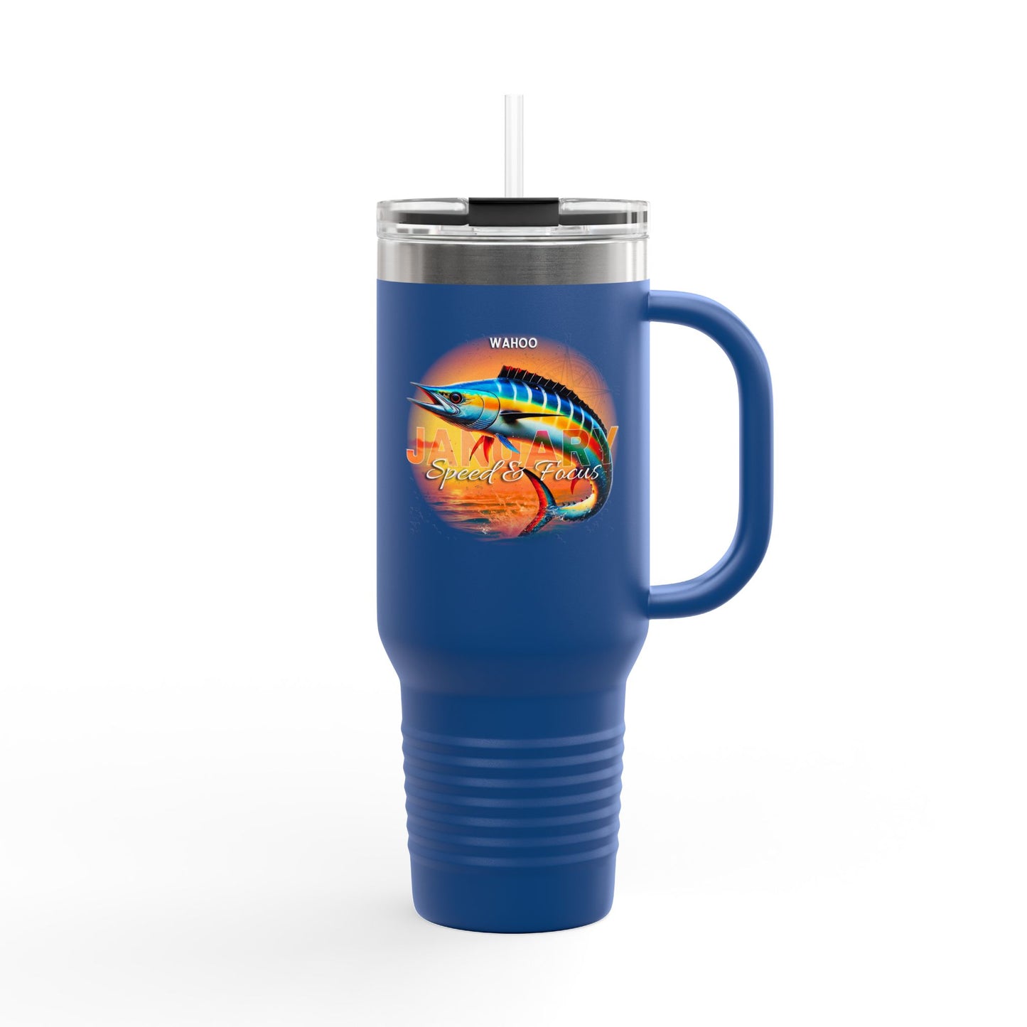 January Wahoo Birth Month 40oz Travel Mug with Handle