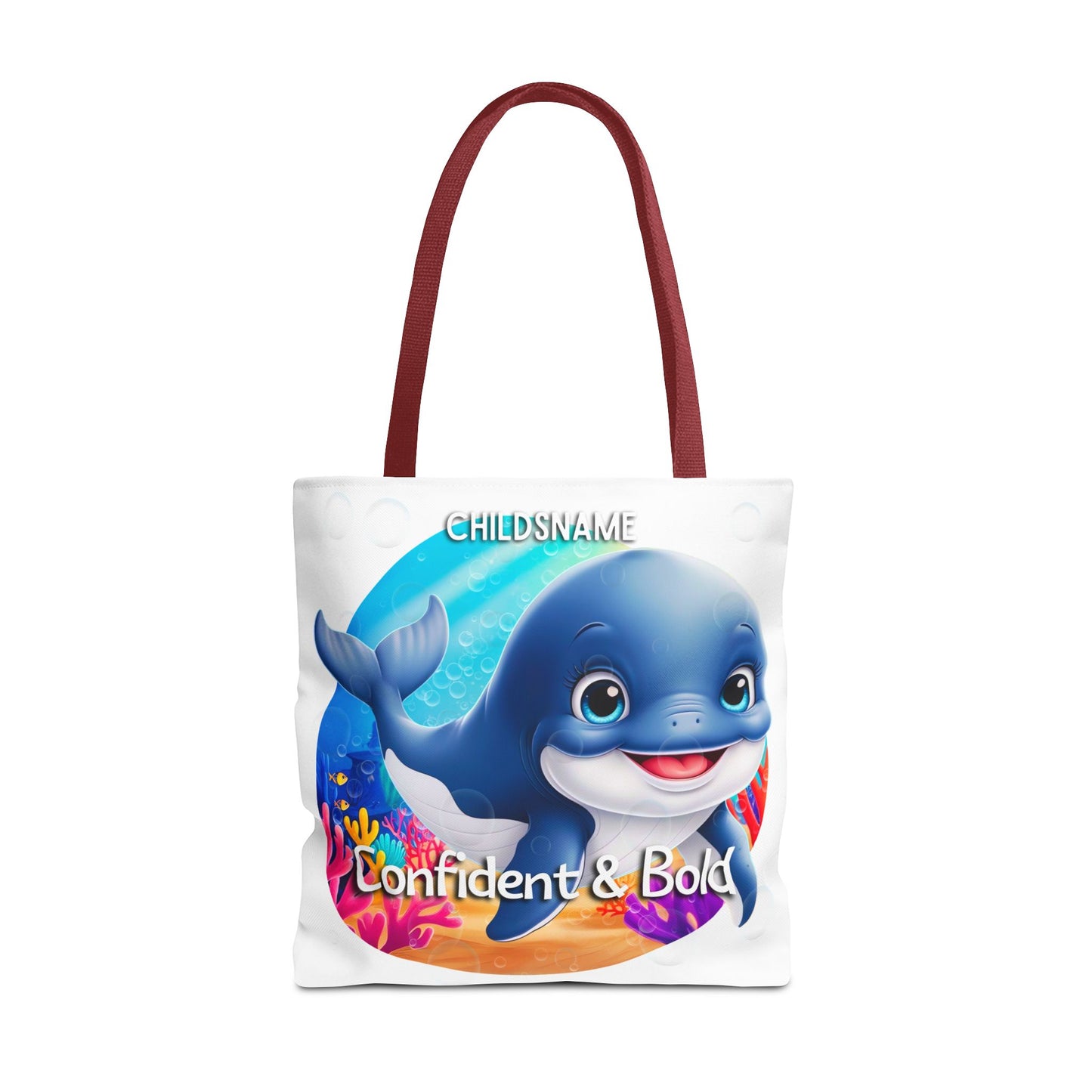 Personalized Kids Whale Beach Tote Bag – Confident & Bold – Custom Sea Life Bag with Name