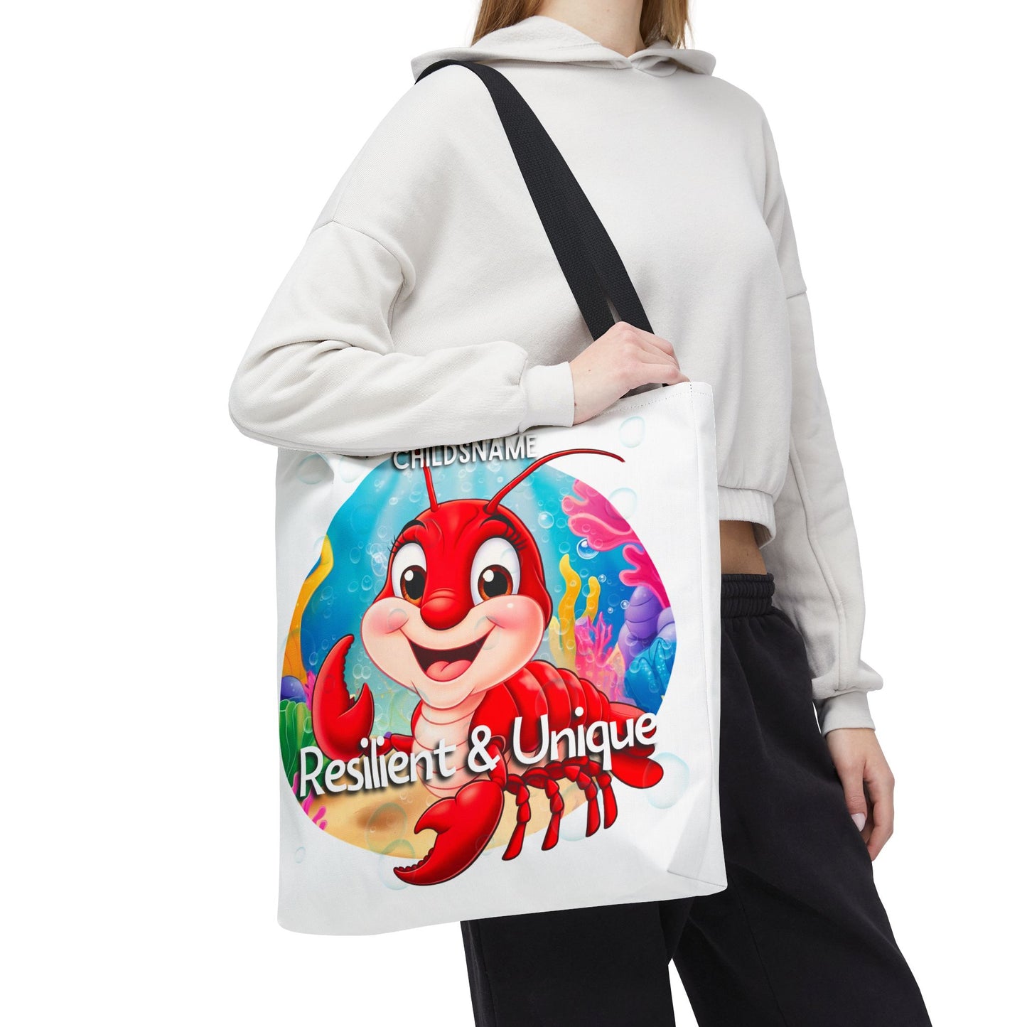 Personalized Kids Lobster Beach Tote Bag – Resilient & Unique – Custom Sea Life Bag with Name