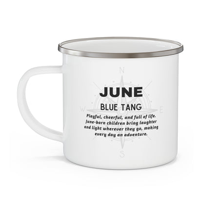 June Blue Tang Kids Sea Life Birth Month Enamel 12oz Camping Mug