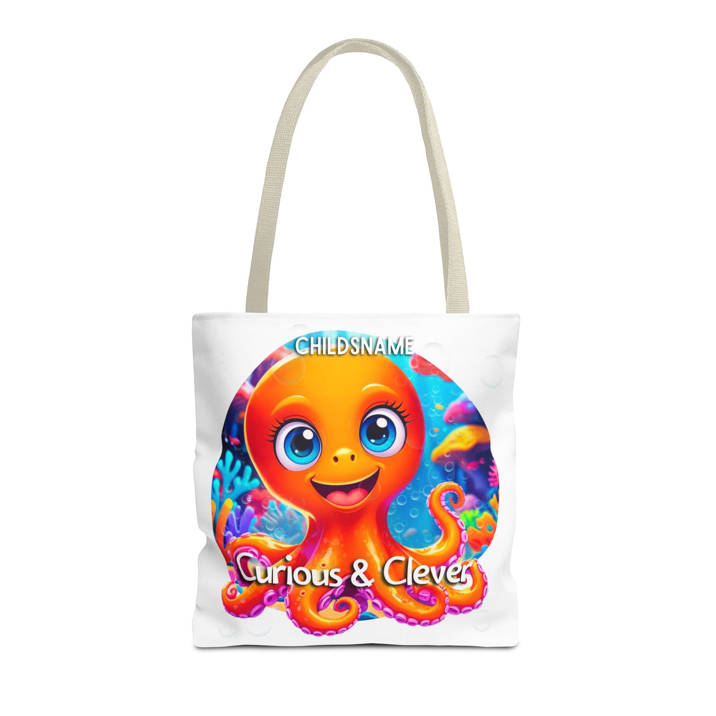 Personalized Kids Octopus Beach Tote Bag Curious & Clever