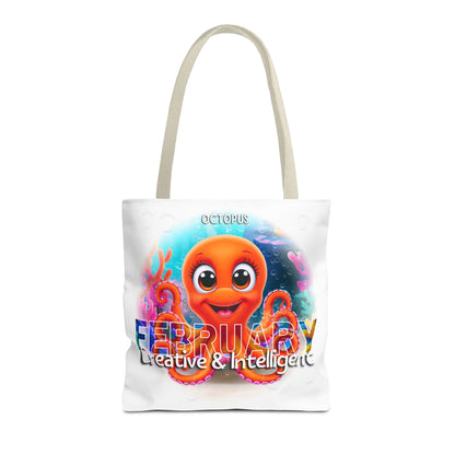 Kids Colorful February Octopus Birth Month Beach Tote Bag