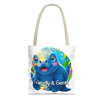 Personalized Kids Manatee Beach Tote Bag Friendly & Gentle