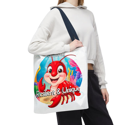 Personalized Kids Lobster Beach Tote Bag – Resilient & Unique – Custom Sea Life Bag with Name