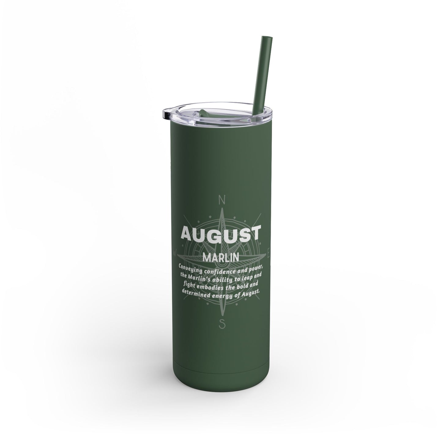August Birth Month Marlin 20oz Skinny Matte Tumbler – Sleek, Strong & Adventurous Stainless Steel Travel Cup