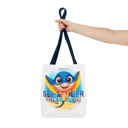 Kids Colorful September Stingray Birth Month Tote Bag