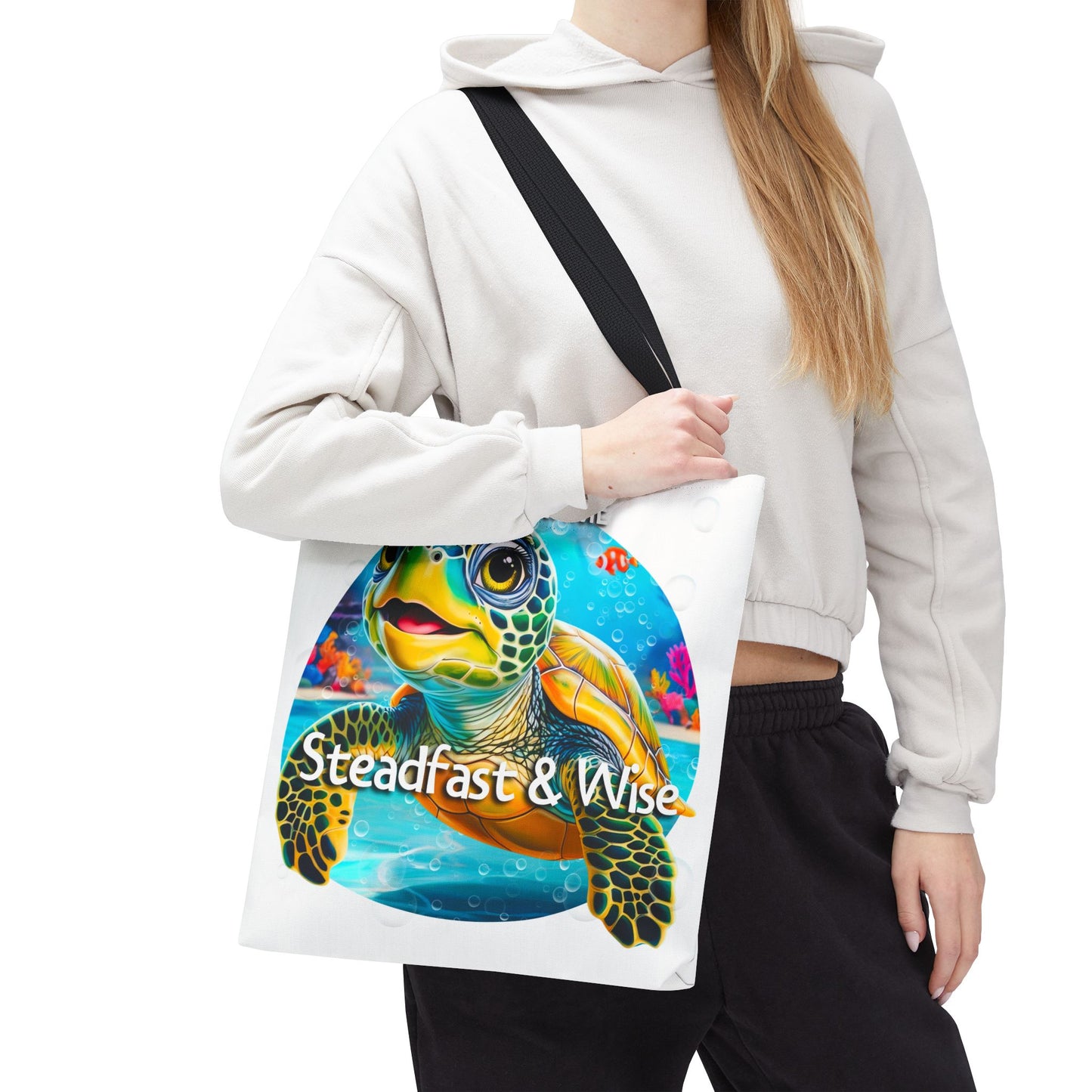 Personalized Kids Turtle Beach Tote Bag – Steadfast & Wise – Custom Sea Life Bag with Name