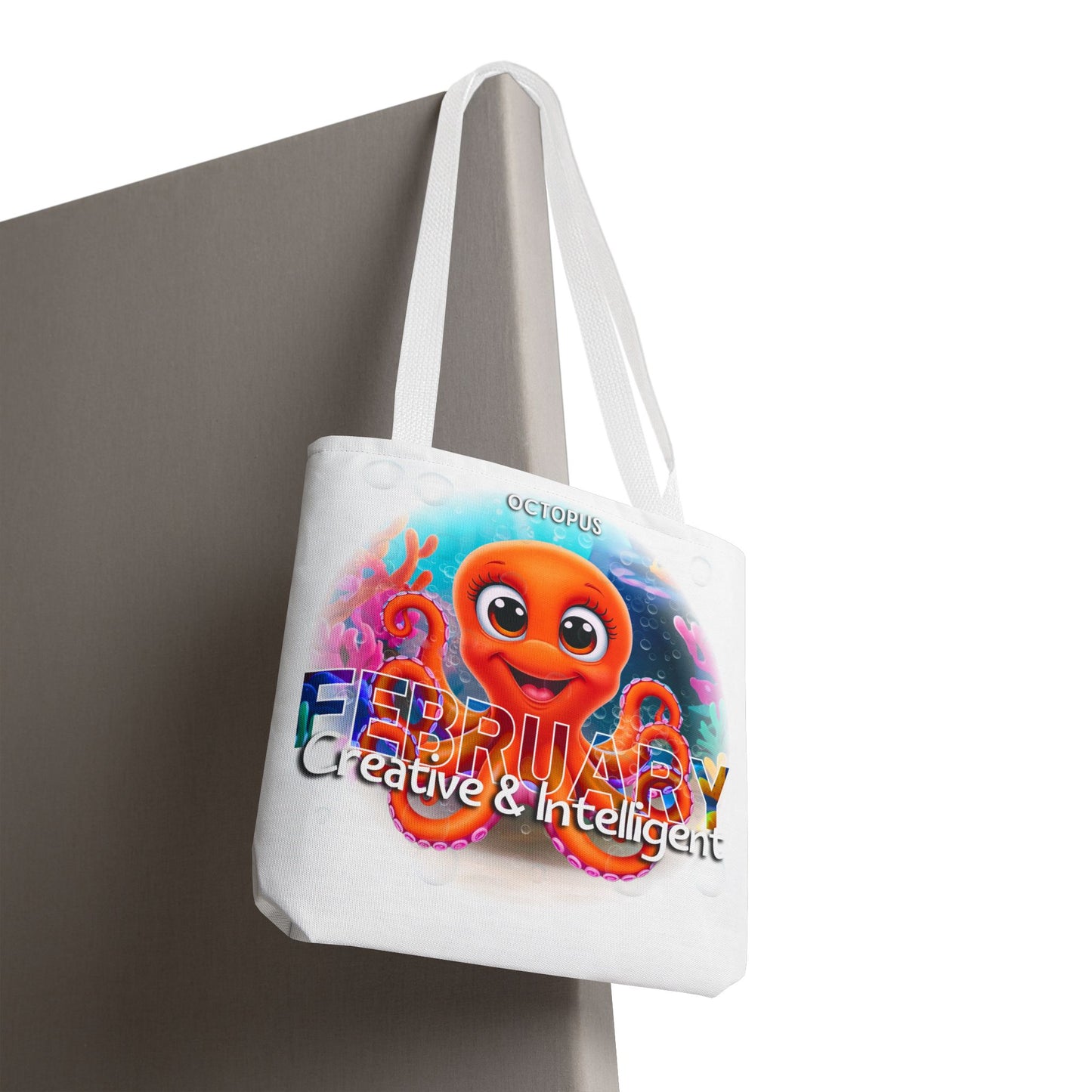 Kids Colorful February Octopus Birth Month Beach Tote Bag