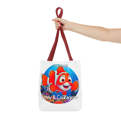Personalized Kids Clownfish Beach Tote Bag – Lively & Courageous – Custom Sea Life Bag with Name