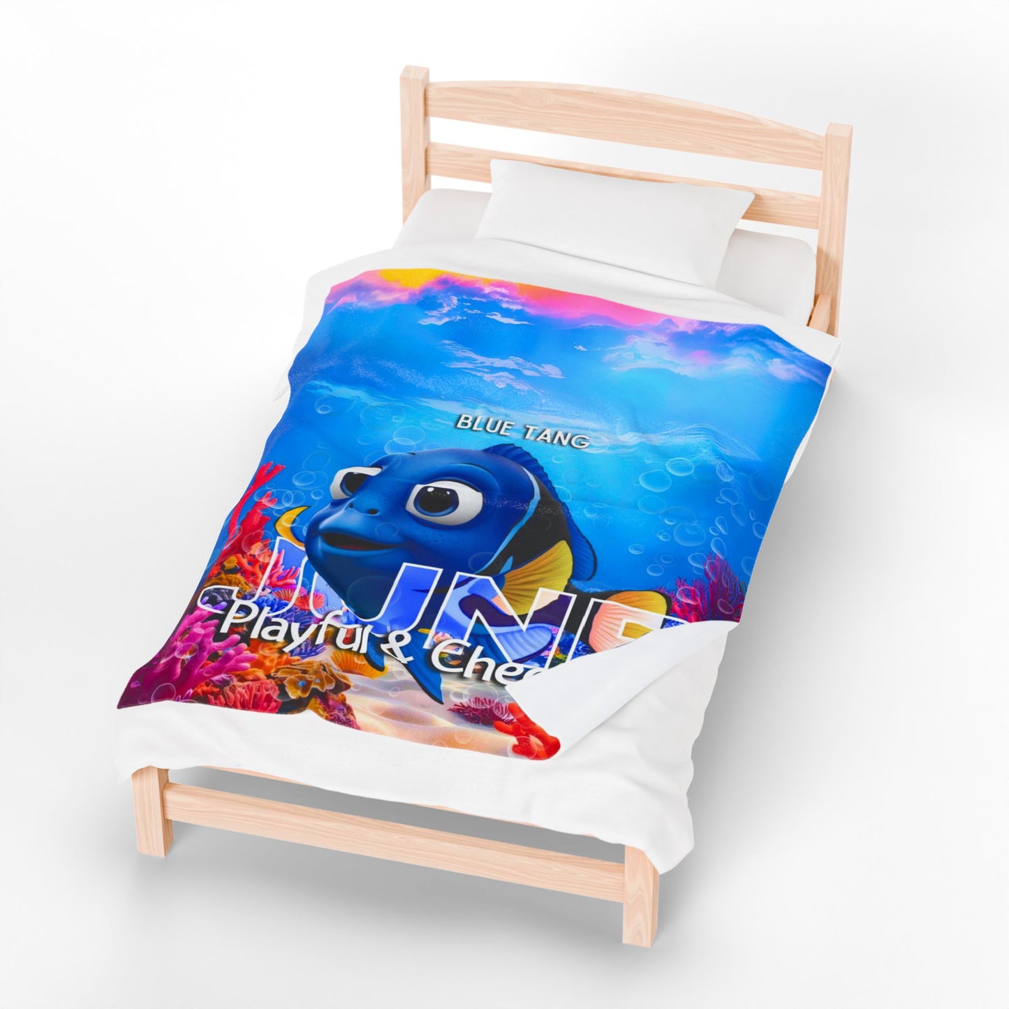 June Blue Tang Kids Blanket – Soft & Vibrant Ocean Blanket for Children