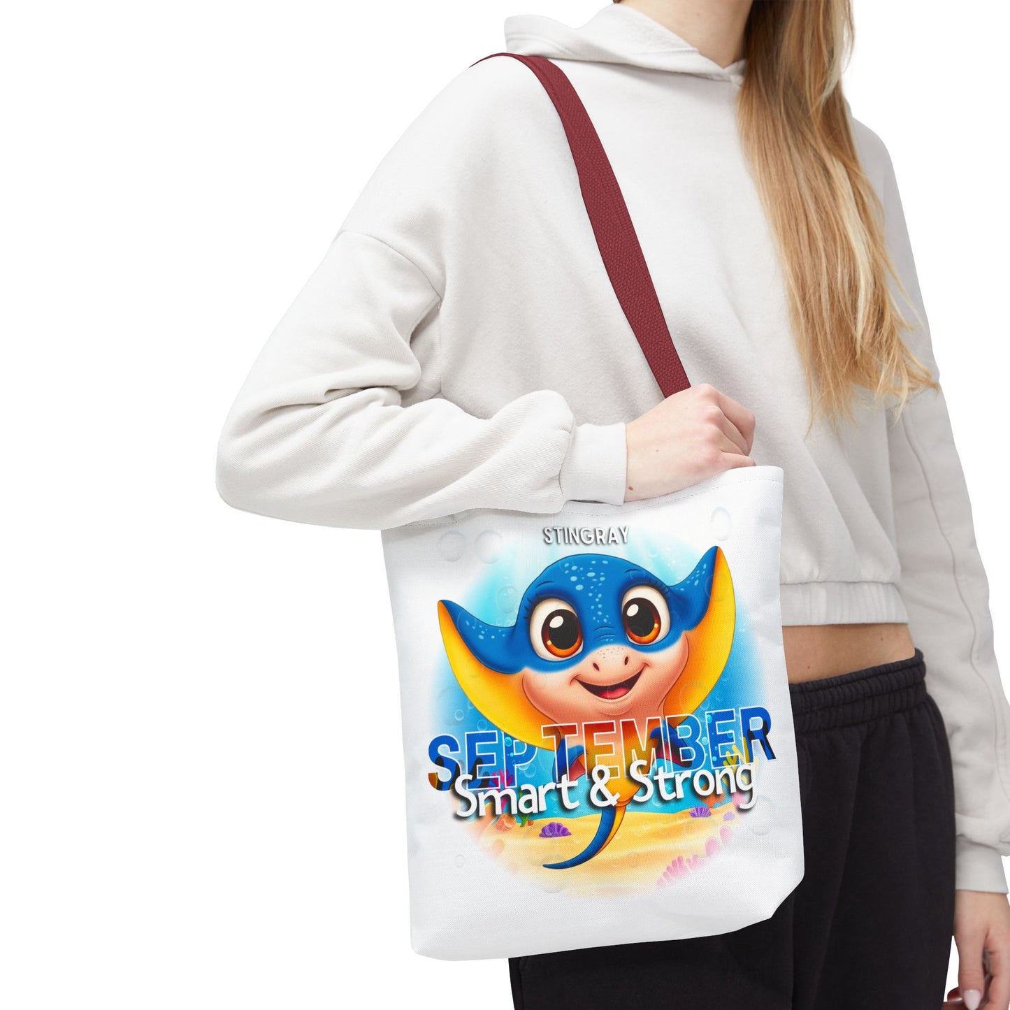 Kids Colorful September Stingray Birth Month Tote Bag