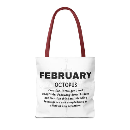 Kids Colorful February Octopus Birth Month Beach Tote Bag