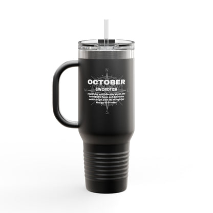 October Swordfish Birth Month 40oz Travel Mug with Handle