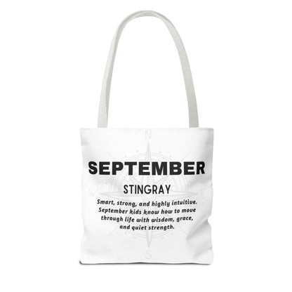 Kids Colorful September Stingray Birth Month Tote Bag