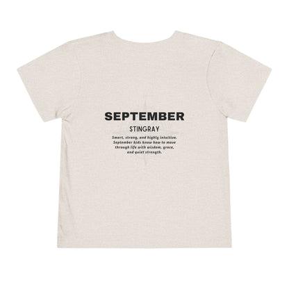 September Stingray Toddler Shirt, Kids Birth Month Sea Life Tshirt
