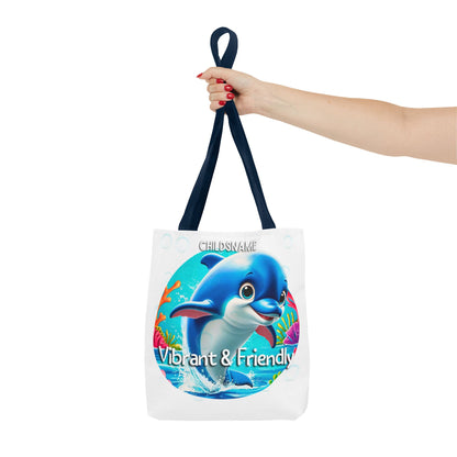 Personalized Kids Dolphin Beach Tote Bag – Vibrant & Friendly – Custom Sea Life Bag with Name