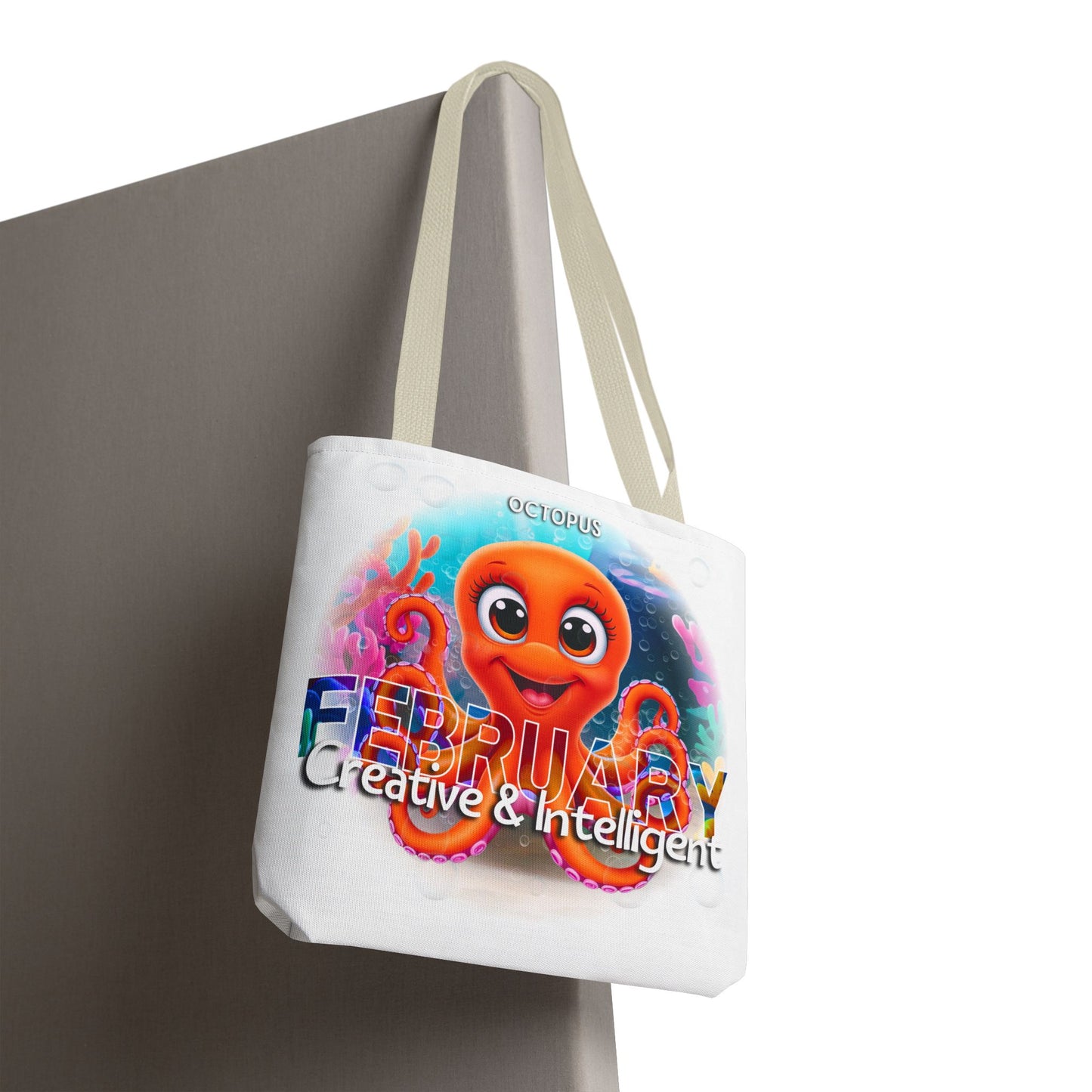 Kids Colorful February Octopus Birth Month Beach Tote Bag