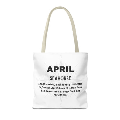Kids Colorful April Seahorse Birth Month Tote Bag
