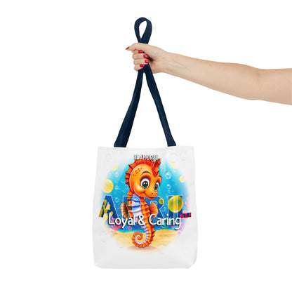 Kids Colorful April Seahorse Birth Month Tote Bag