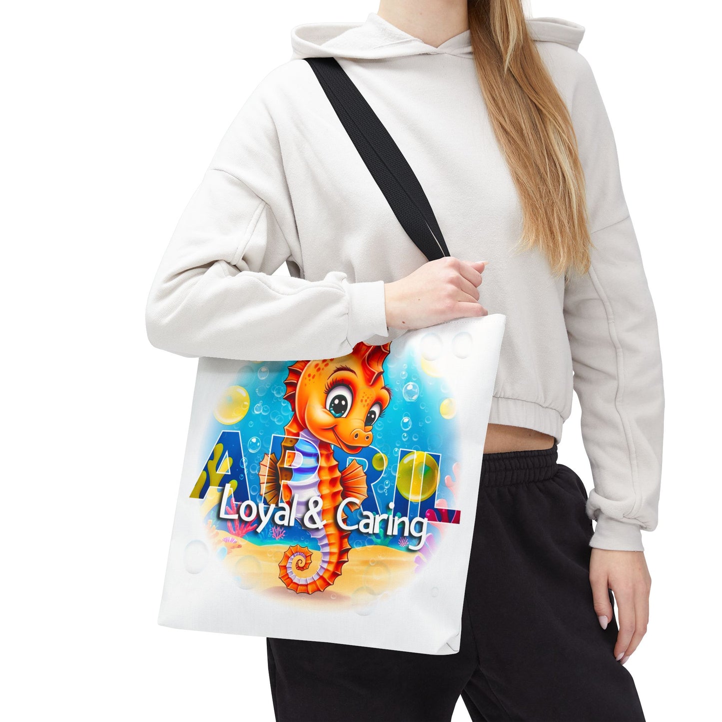 Kids Colorful April Seahorse Birth Month Tote Bag