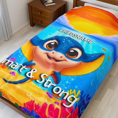 Personalized Kids Stingray Plush Blanket – Smart & Strong