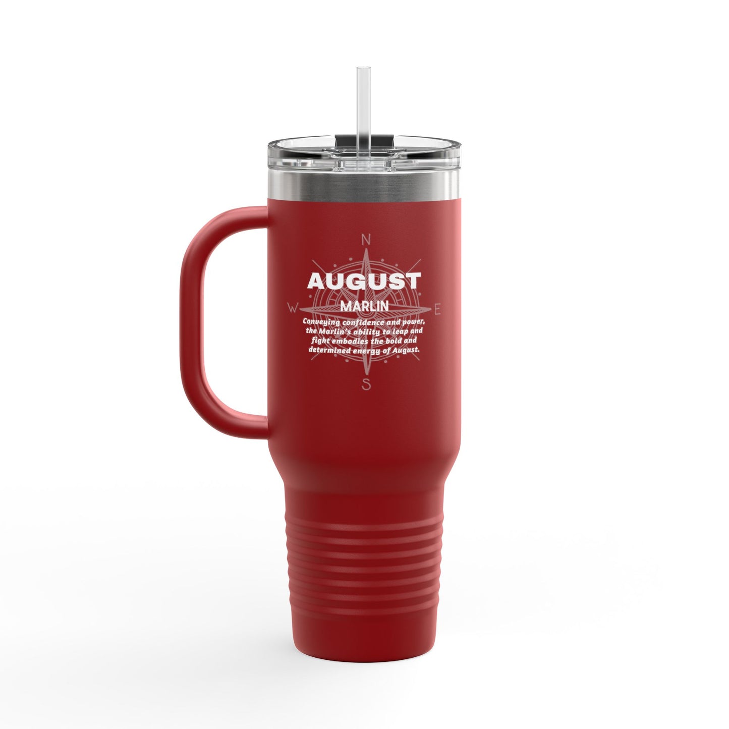 August Marlin Birth Month 40oz Travel Mug with Handle