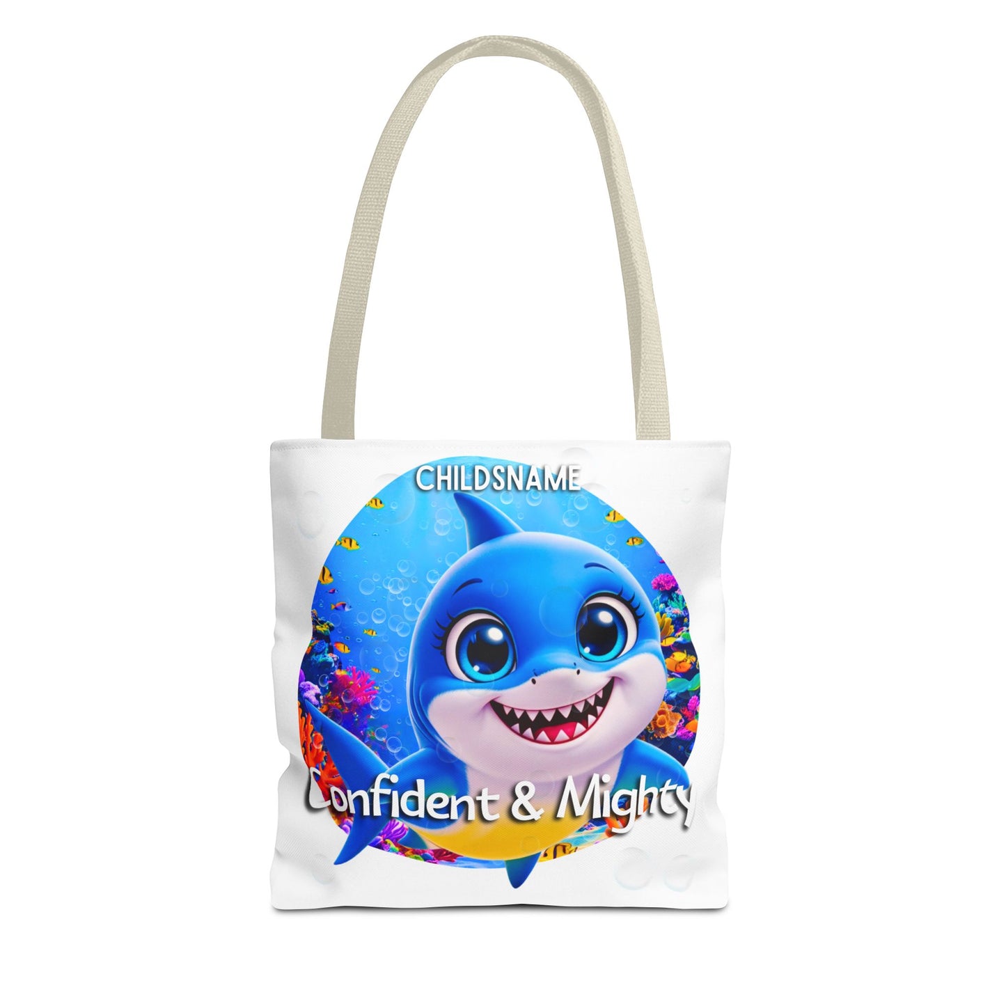 Personalized Kids Shark Beach Tote Bag Confident & Mighty
