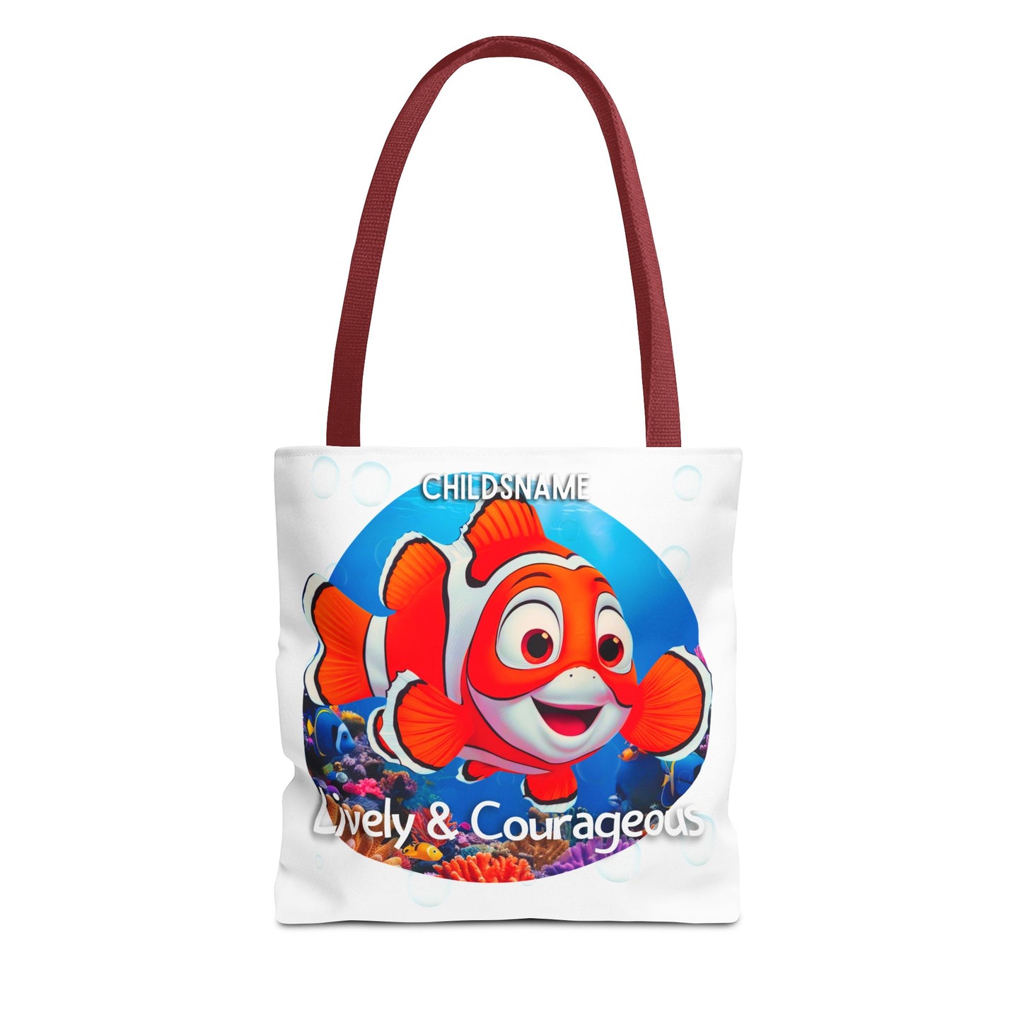 Personalized Kids Clownfish Beach Tote Bag – Lively & Courageous – Custom Sea Life Bag with Name