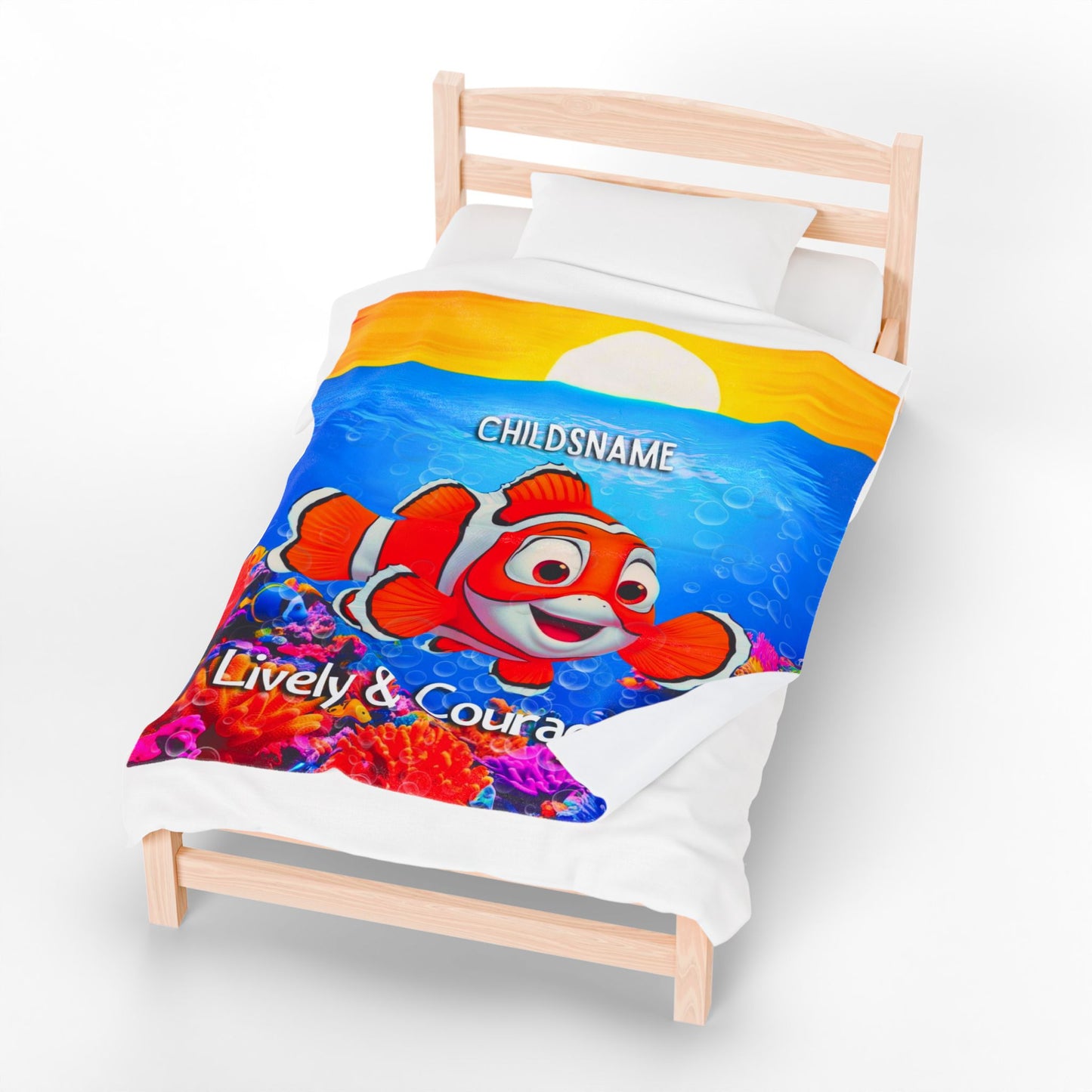 Personalized Kids Clownfish Plush Blanket – Lively & Courageous