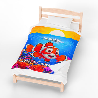 Personalized Kids Clownfish Plush Blanket – Lively & Courageous