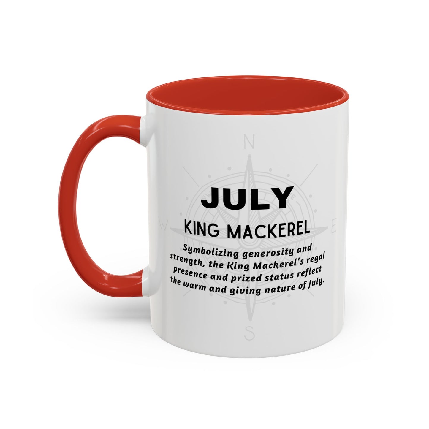 Colorful July King Mackerel Birth Month Accent Coffee Mug with Colored Handle