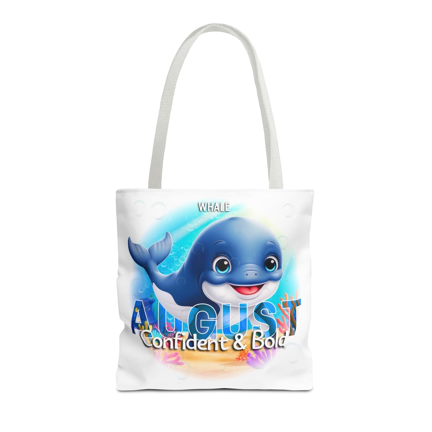Kids Colorful August Whale Birth Month Tote Bag