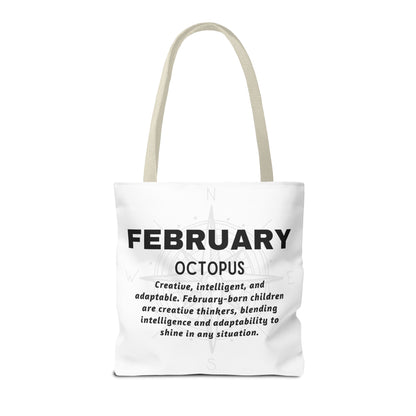 Kids Colorful February Octopus Birth Month Beach Tote Bag