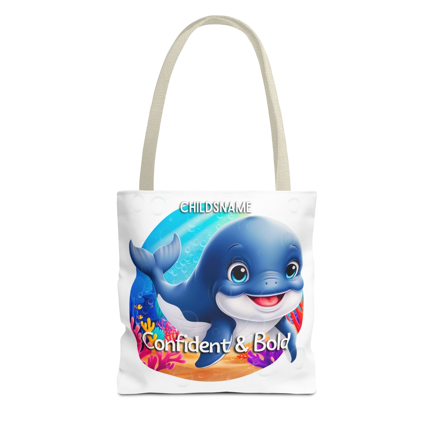 Personalized Kids Whale Beach Tote Bag – Confident & Bold – Custom Sea Life Bag with Name