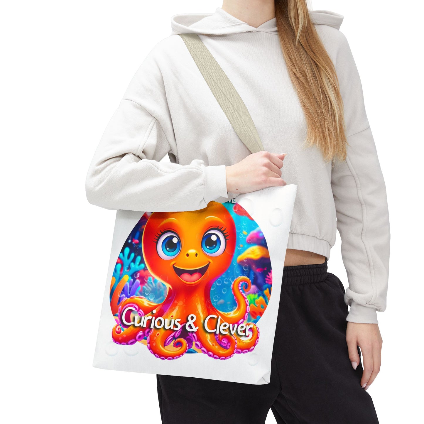 Personalized Kids Octopus Beach Tote Bag Curious & Clever