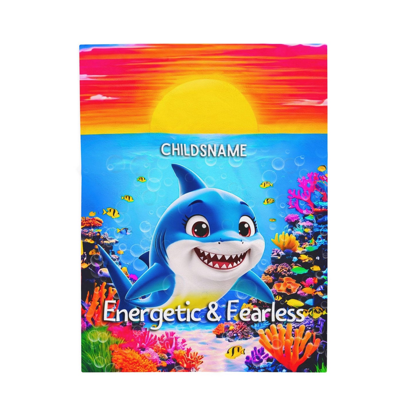 Personalized Kids Shark Plush Blanket – Energetic & Fearless