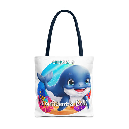 Personalized Kids Whale Beach Tote Bag – Confident & Bold – Custom Sea Life Bag with Name