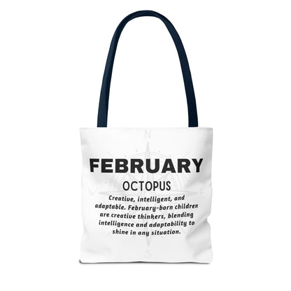 Kids Colorful February Octopus Birth Month Beach Tote Bag